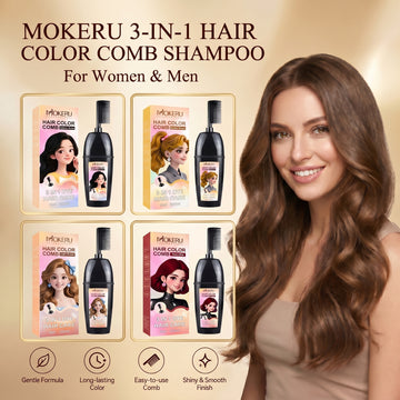 MOKERU Herbal Hair Dye Comb | Easy Hair Coloring at Home | Mess-Free, Even Coverage | Natural Plant-Based Formula | Soft,Shiny Results | 200ml